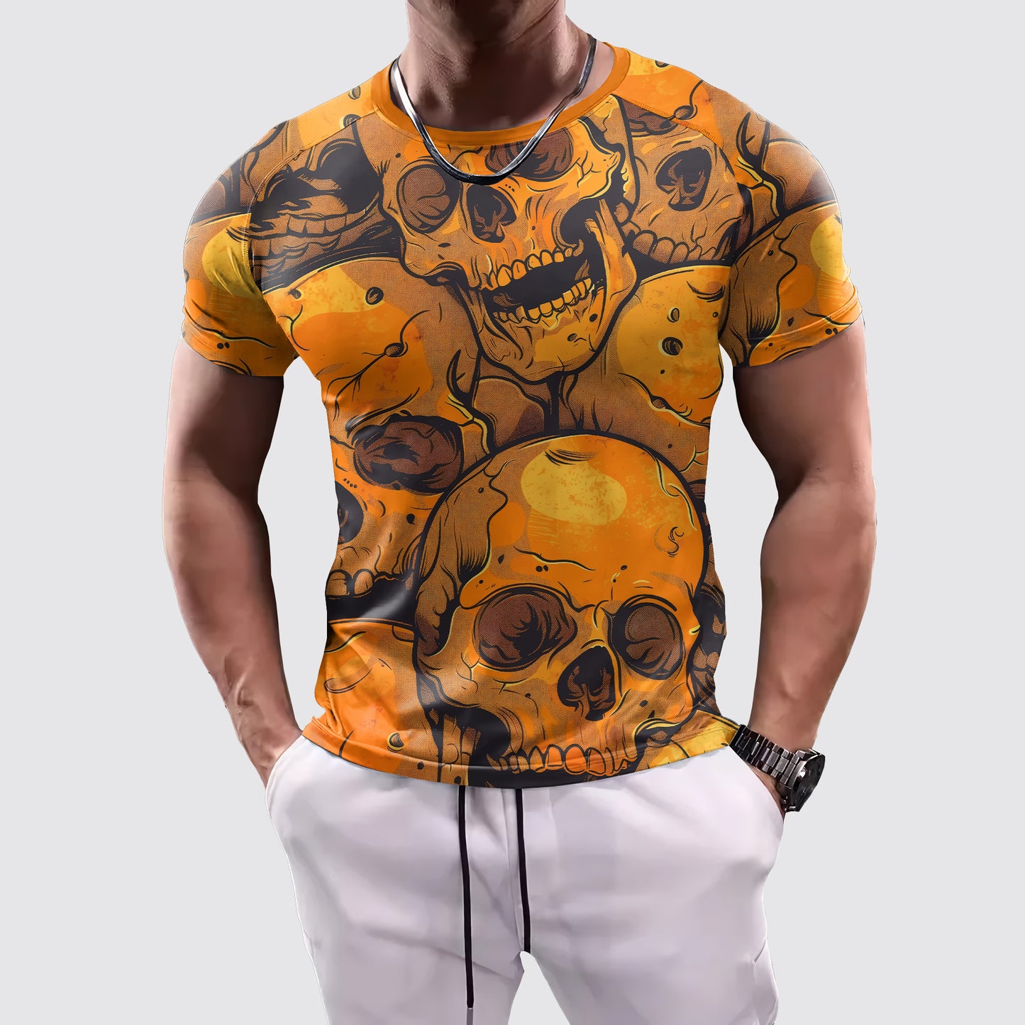 Skull 3D Tight-Fitting Tee- AA06019