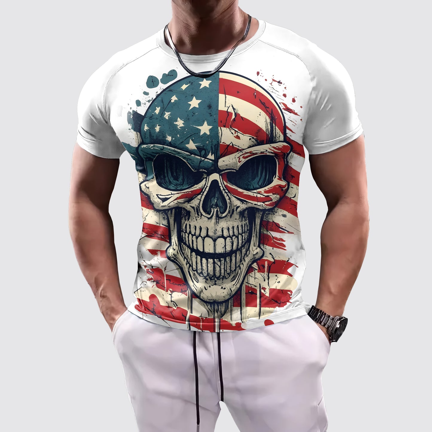 Skull 3D Tight-Fitting Tee- AA06020