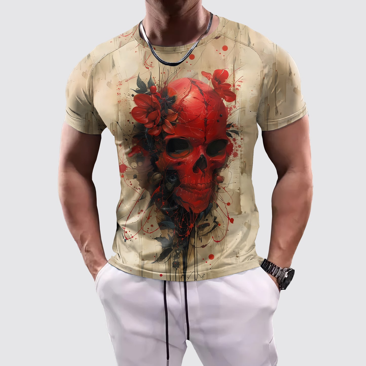 Skull 3D Tight-Fitting Tee- AA06023