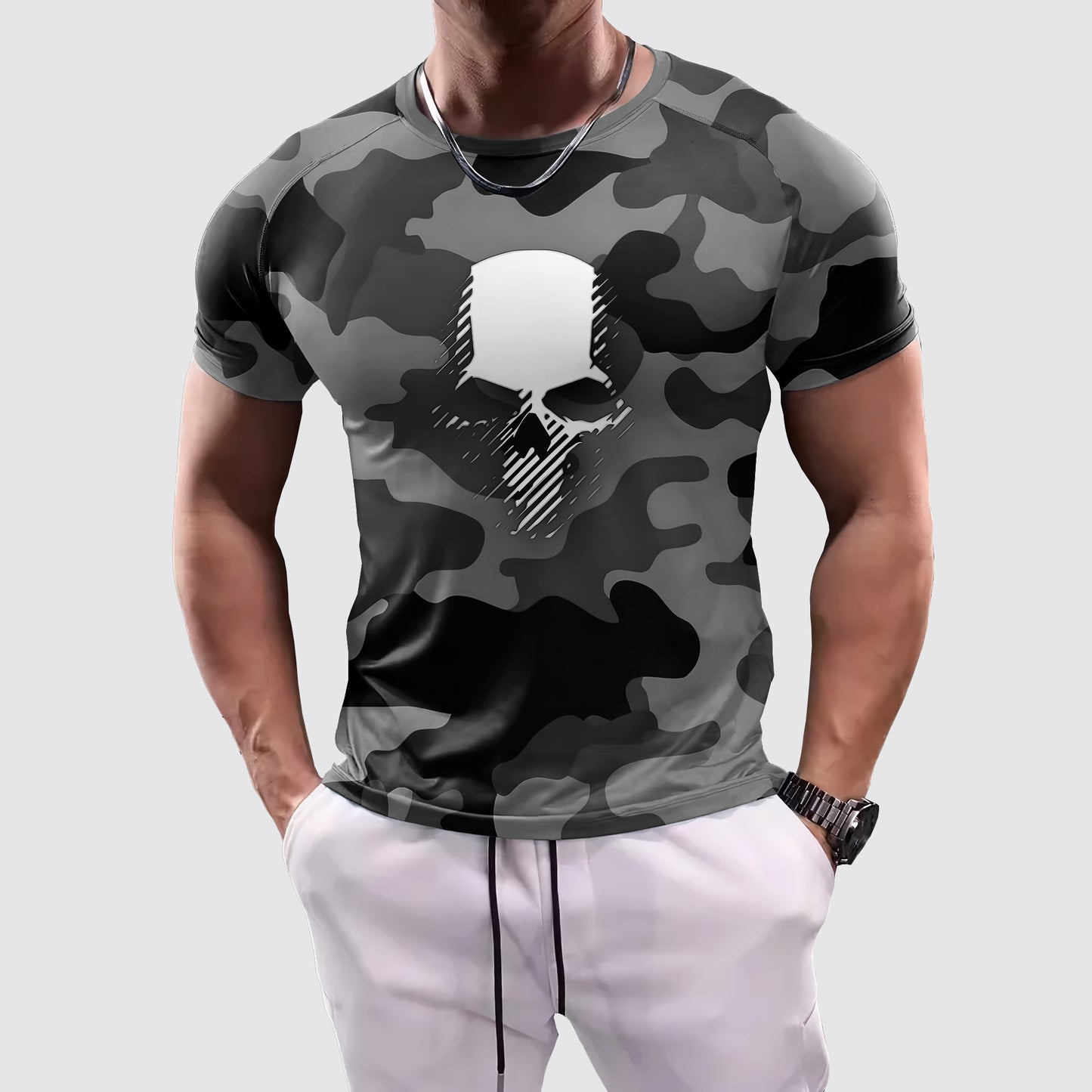 Skull 3D Tight-Fitting Tee- AA06026