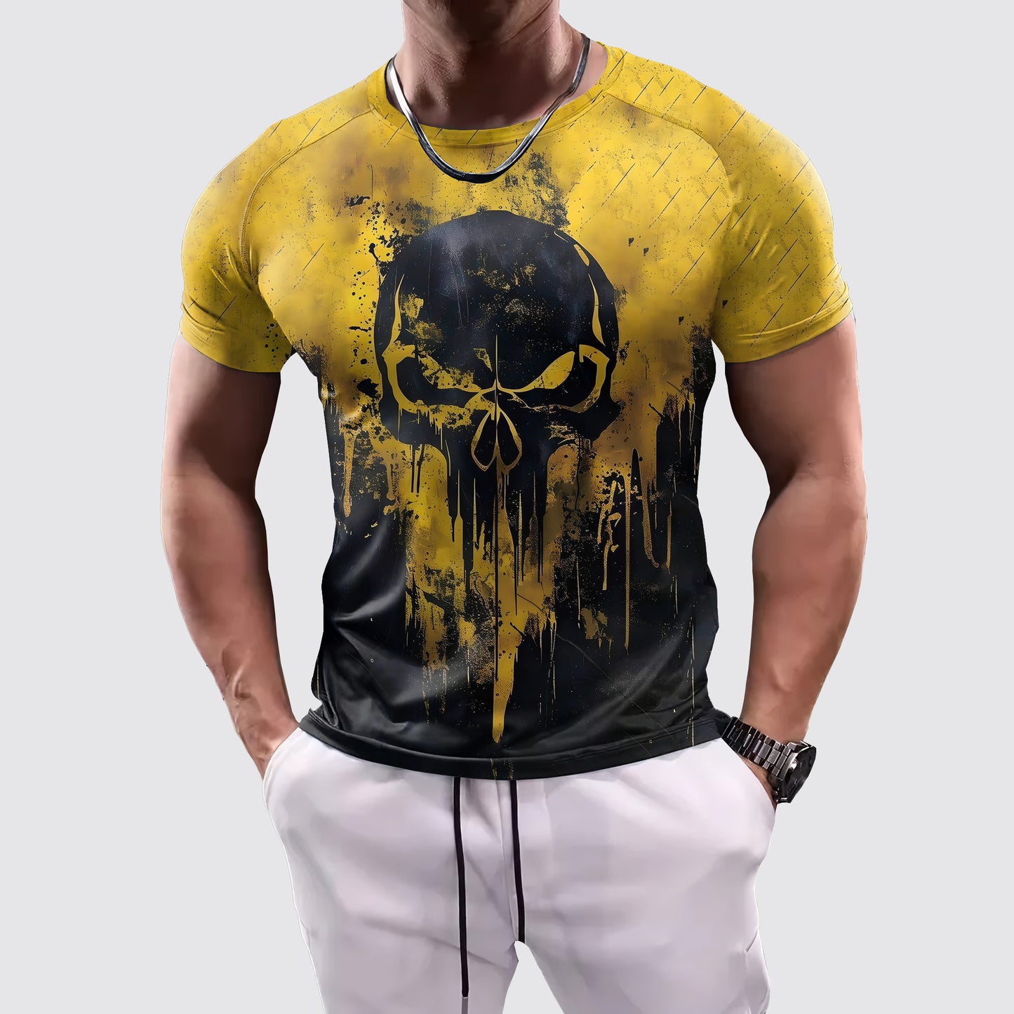 Skull 3D Tight-Fitting Tee- AA06029