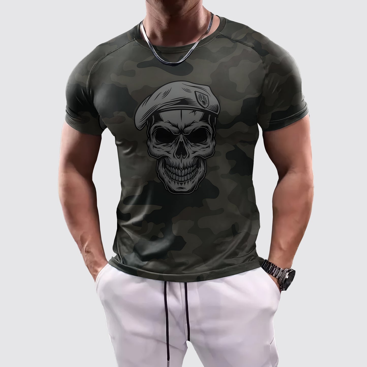 Skull 3D Tight-Fitting Tee- AA06031