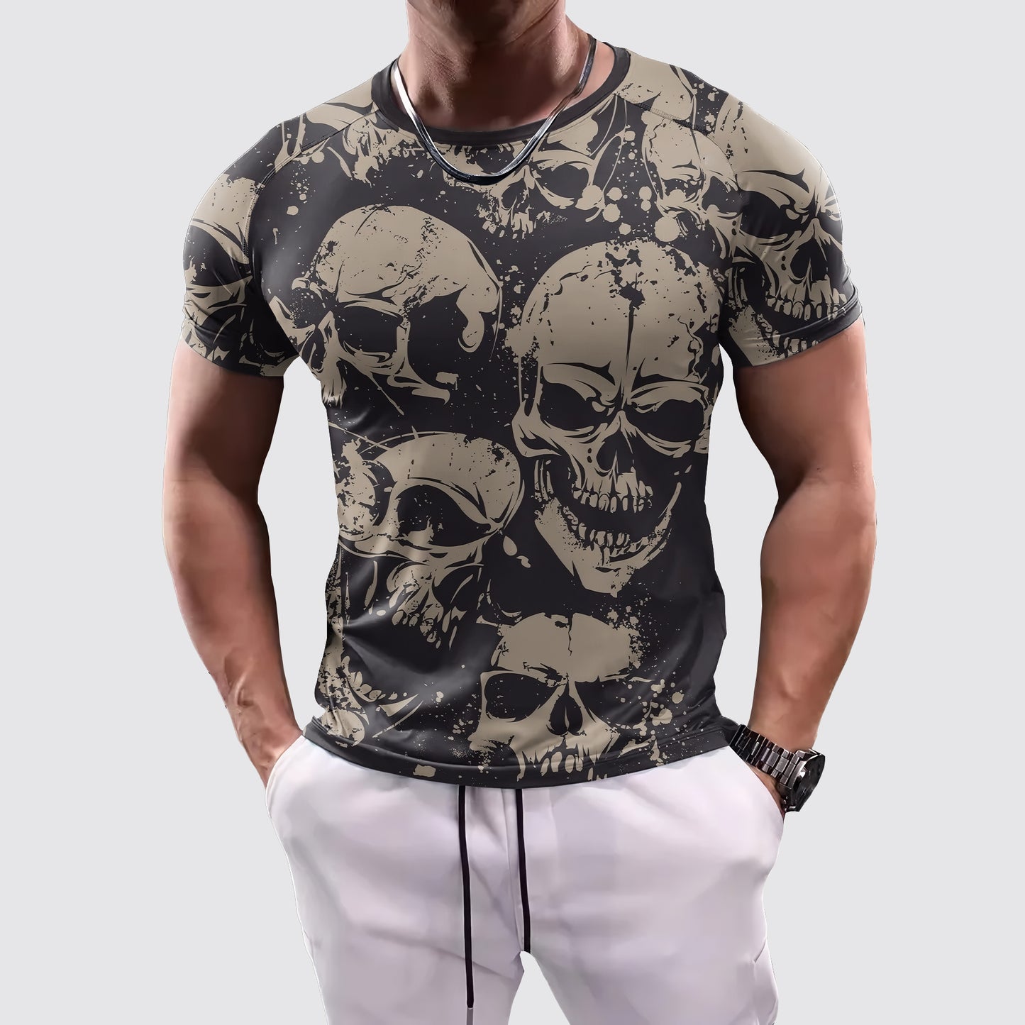 Skull 3D Tight-Fitting Tee- AA06032