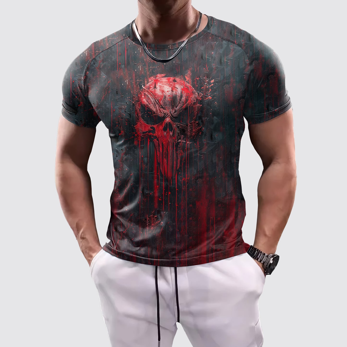 Skull 3D Tight-Fitting Tee- AA06034