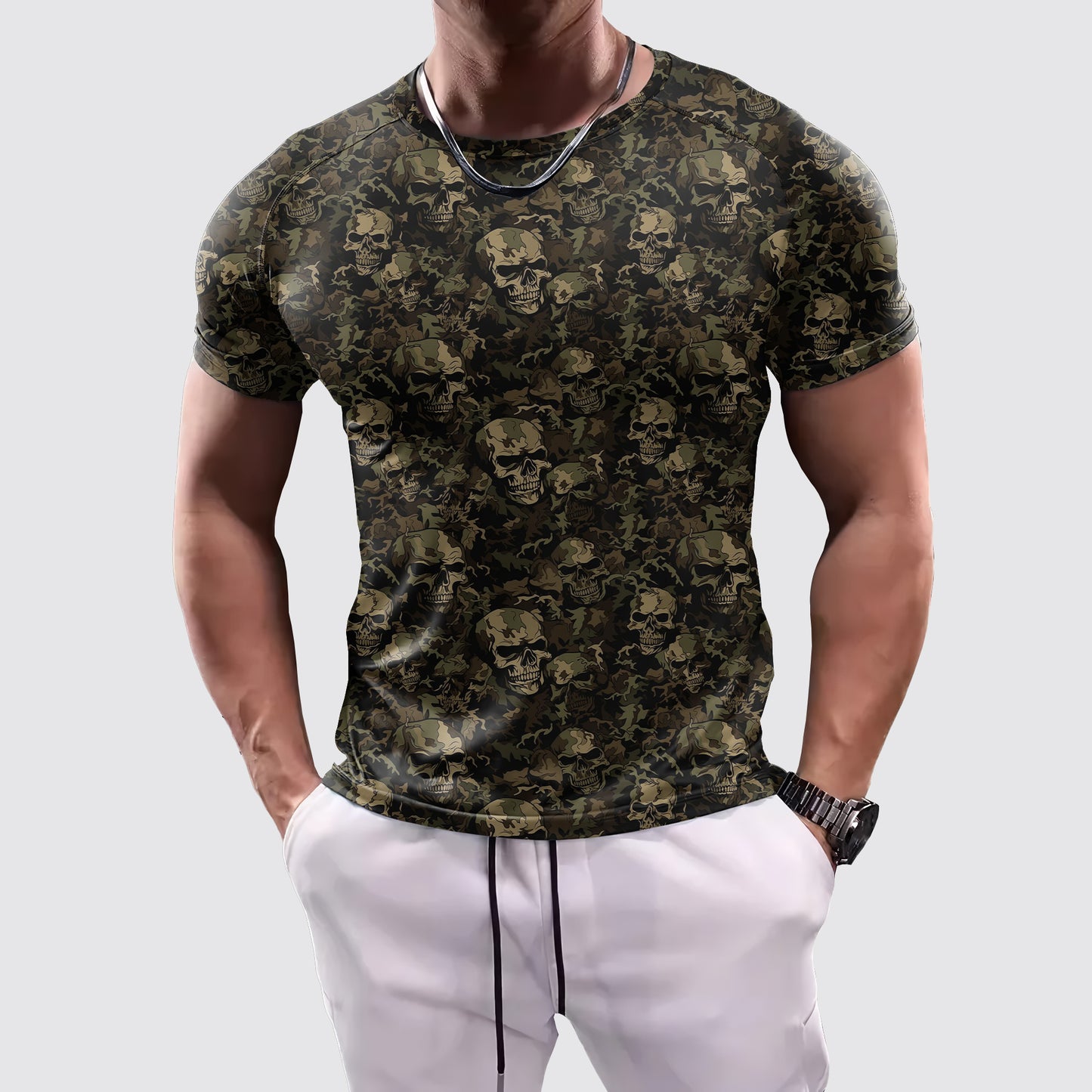 Skull 3D Tight-Fitting Tee- AA06037