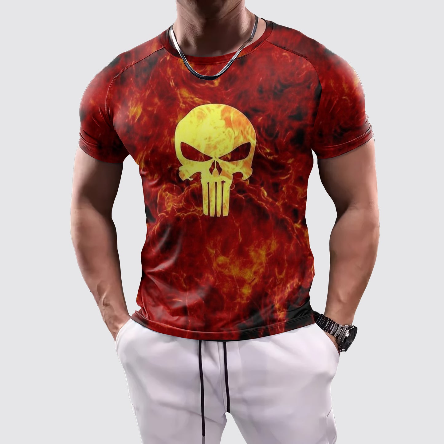 Skull 3D Tight-Fitting Tee- AA06041