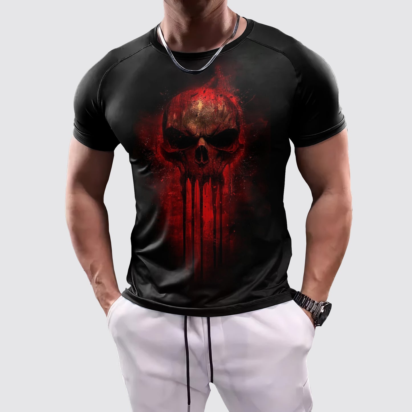 Skull 3D Tight-Fitting Tee- AA06042