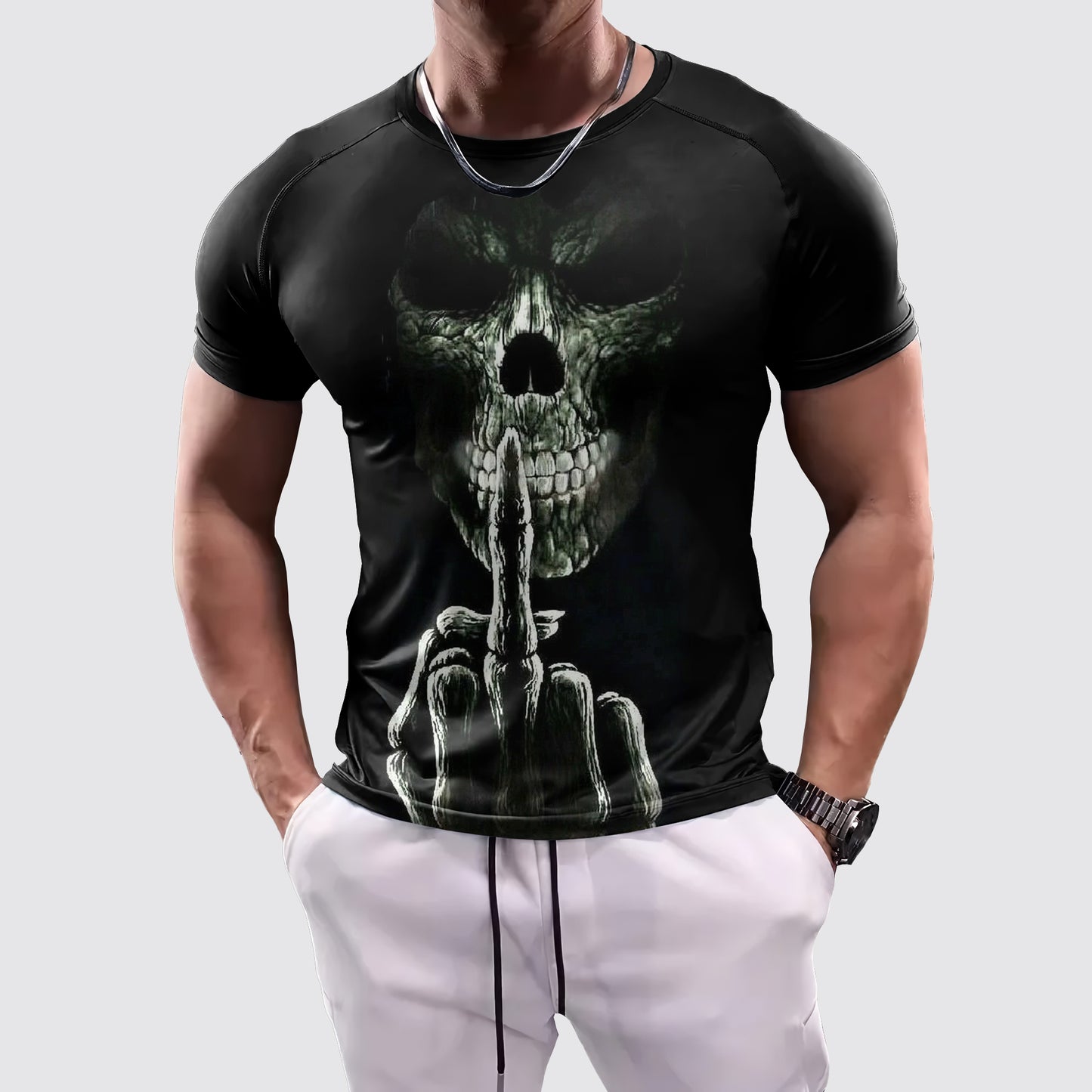 Skull 3D Tight-Fitting Tee- AA06044