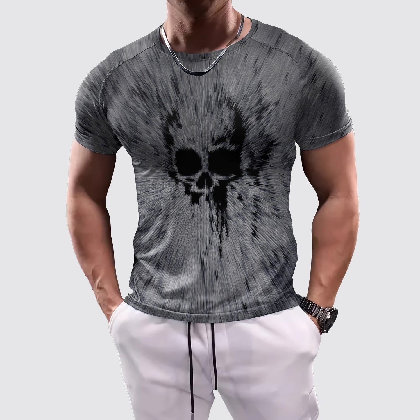 Skull 3D Tight-Fitting Tee- AA06045