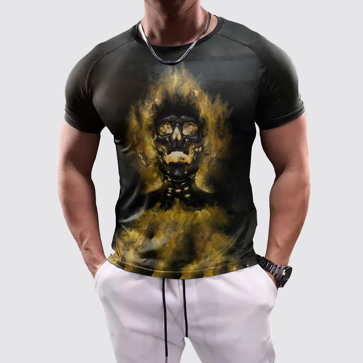 Skull 3D Tight-Fitting Tee- AA06046