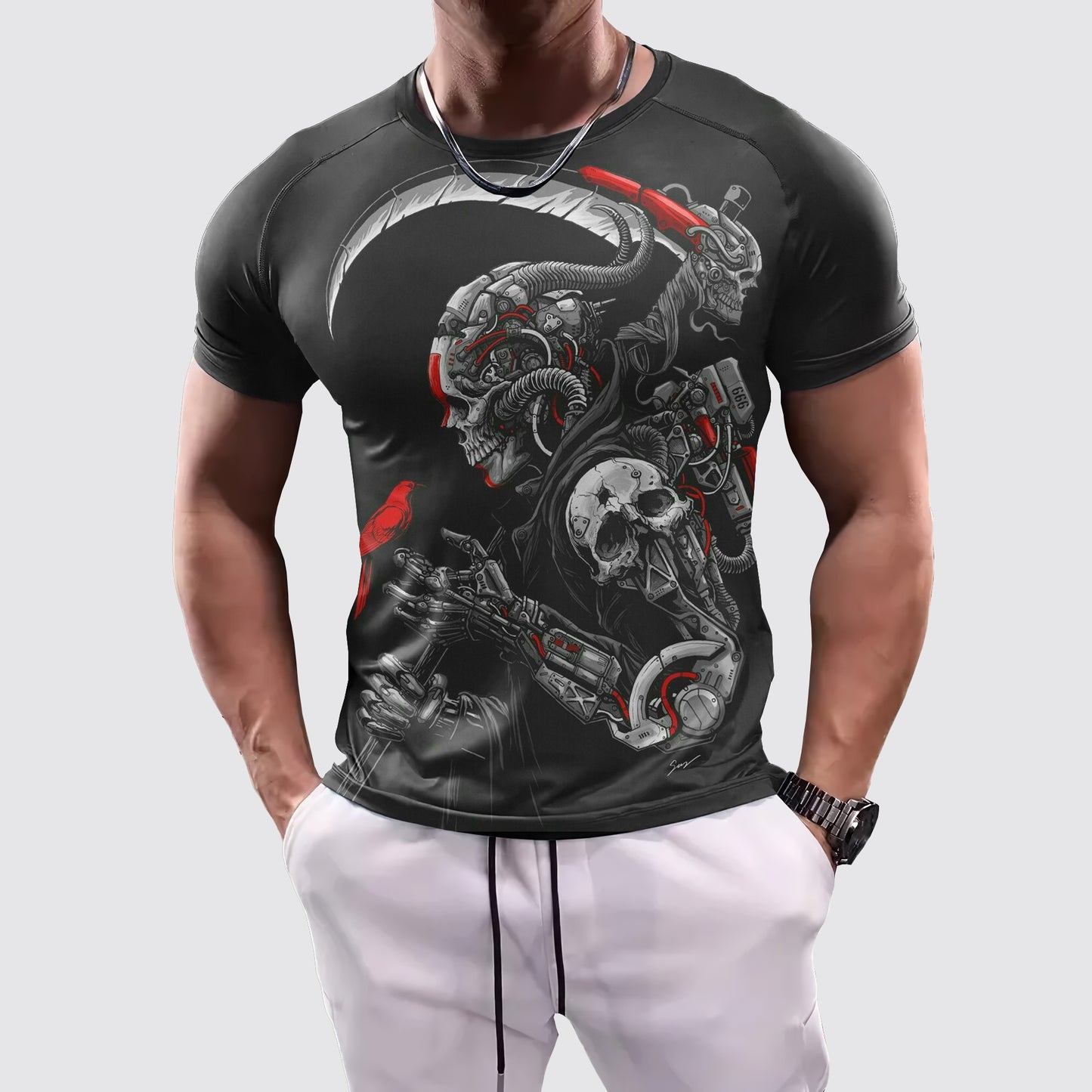 Skull 3D Tight-Fitting Tee- AA06047