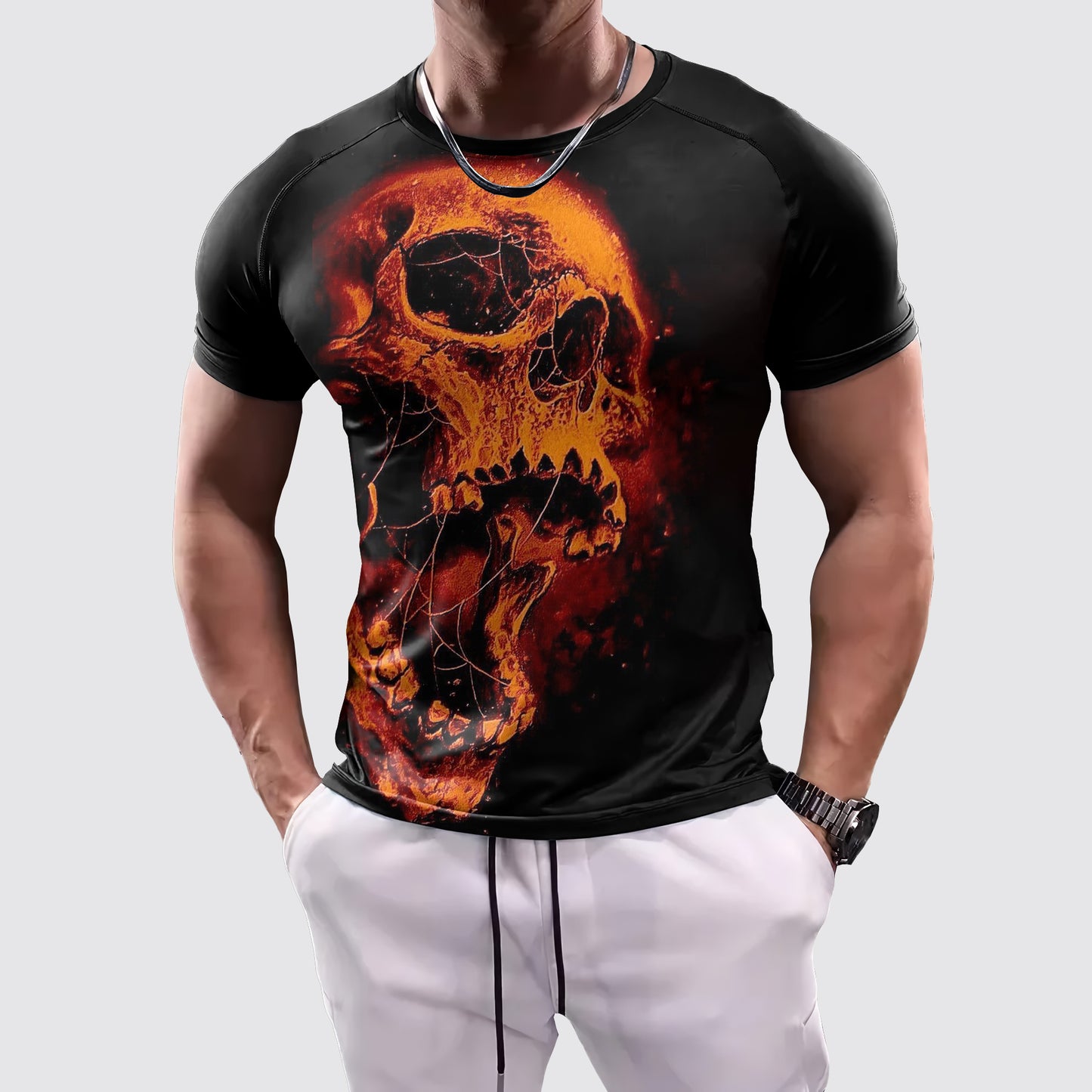 Skull 3D Tight-Fitting Tee- AA06049