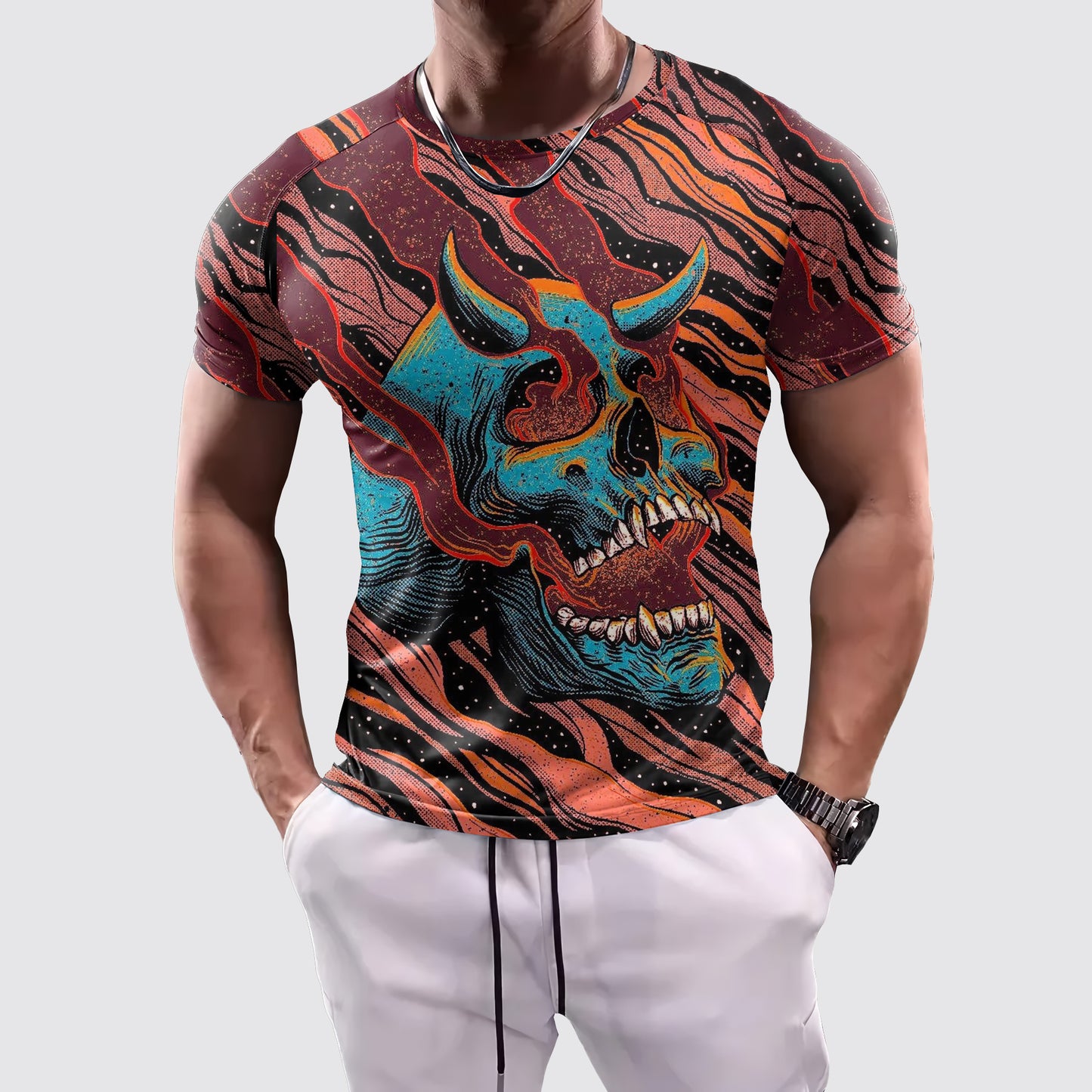 Skull 3D Tight-Fitting Tee- AA06052