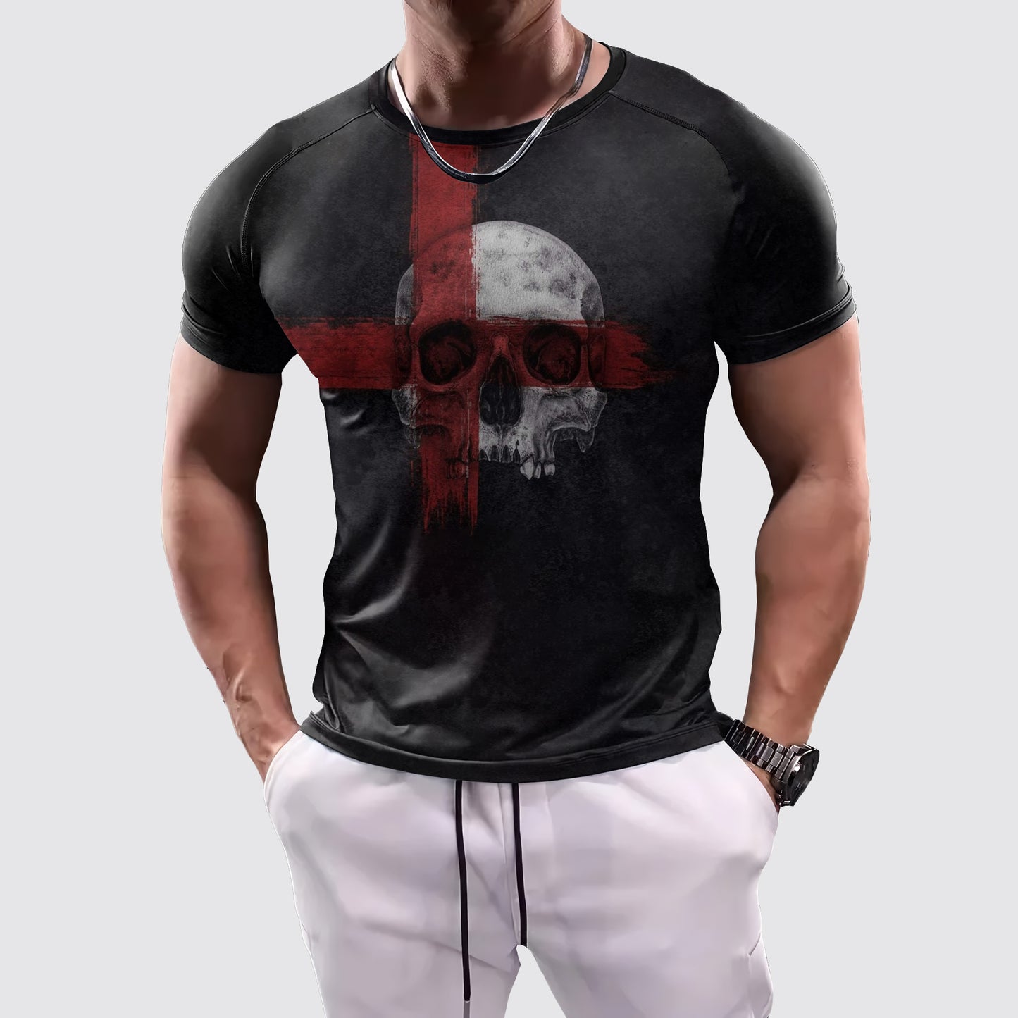 Skull 3D Tight-Fitting Tee- AA06054