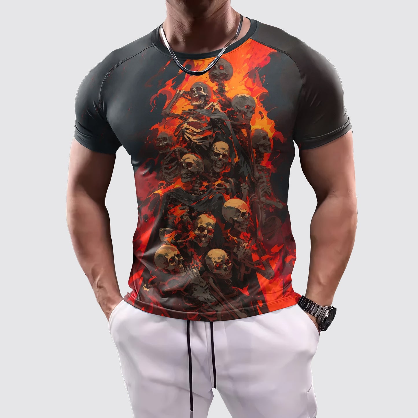 Skull 3D Tight-Fitting Tee- AA06056