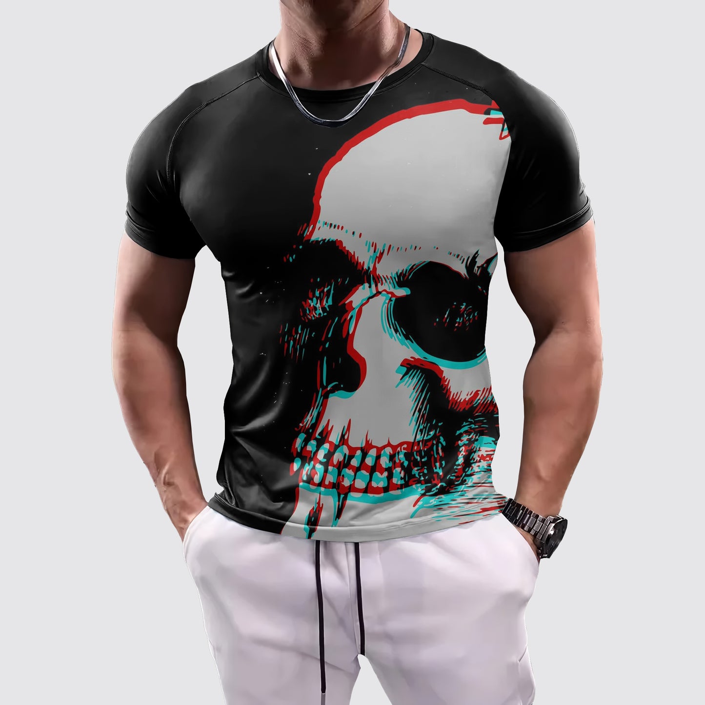 Skull 3D Tight-Fitting Tee- AA06057