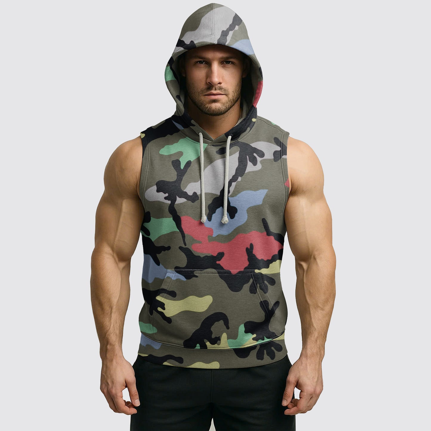 Men's Camo Sleeveless Hoodie- AA06560