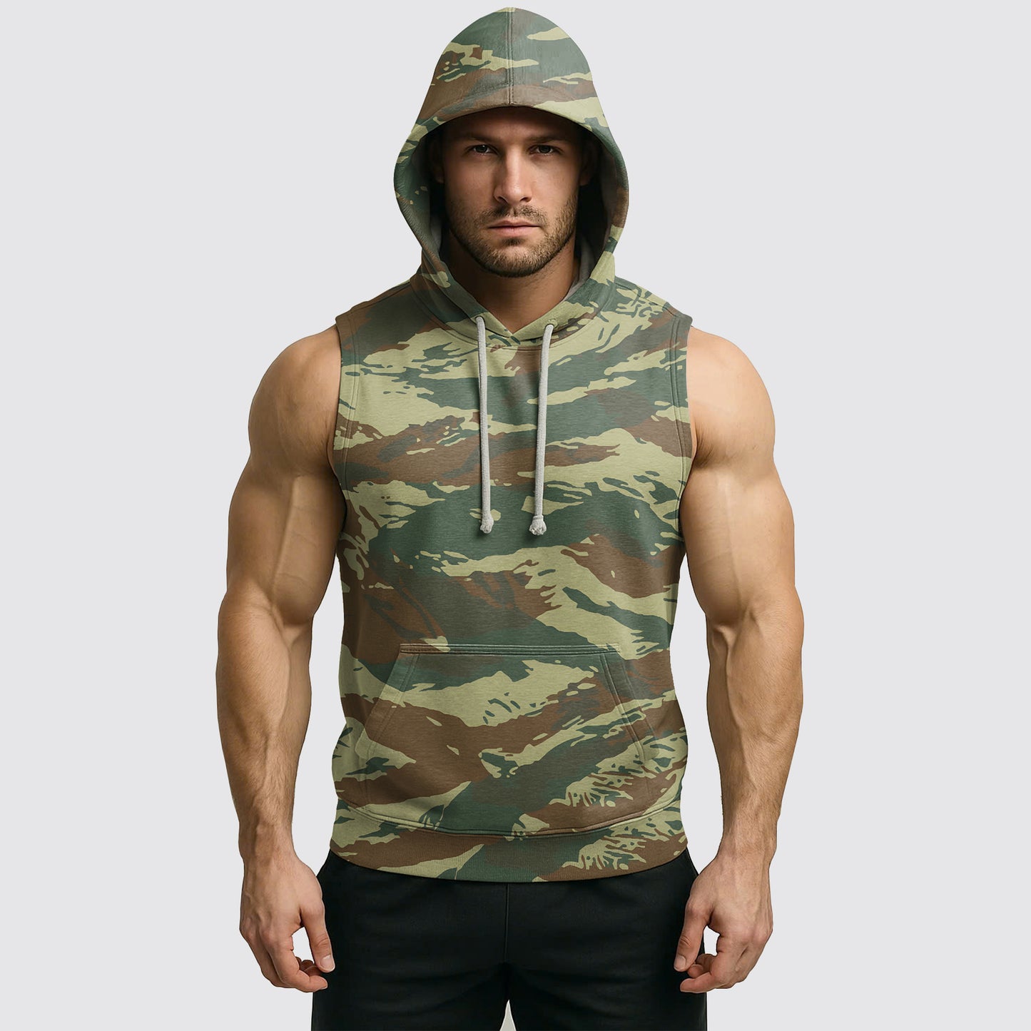 Men's Camo Sleeveless Hoodie- AA06571