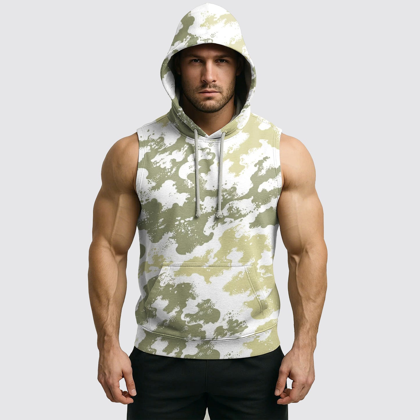 Men's Camo Sleeveless Hoodie- AA06576