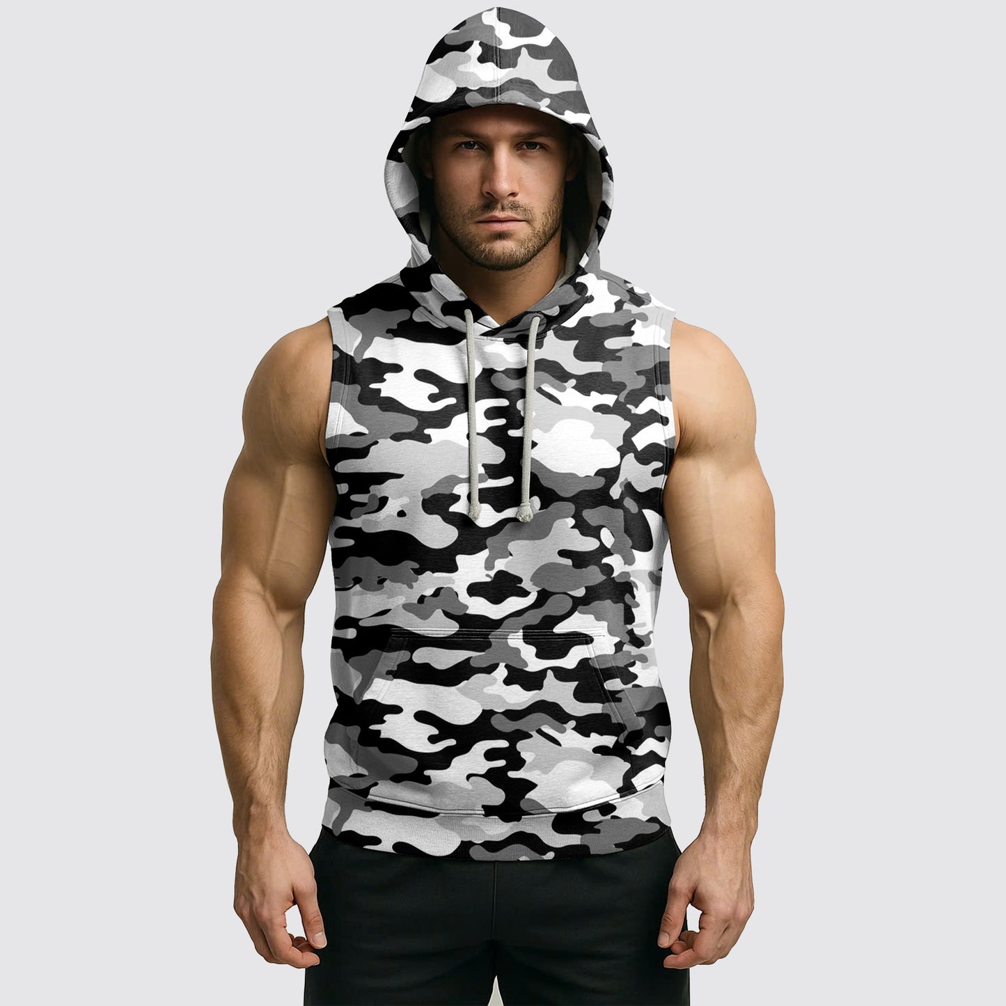 Men's Camo Sleeveless Hoodie- AA06583