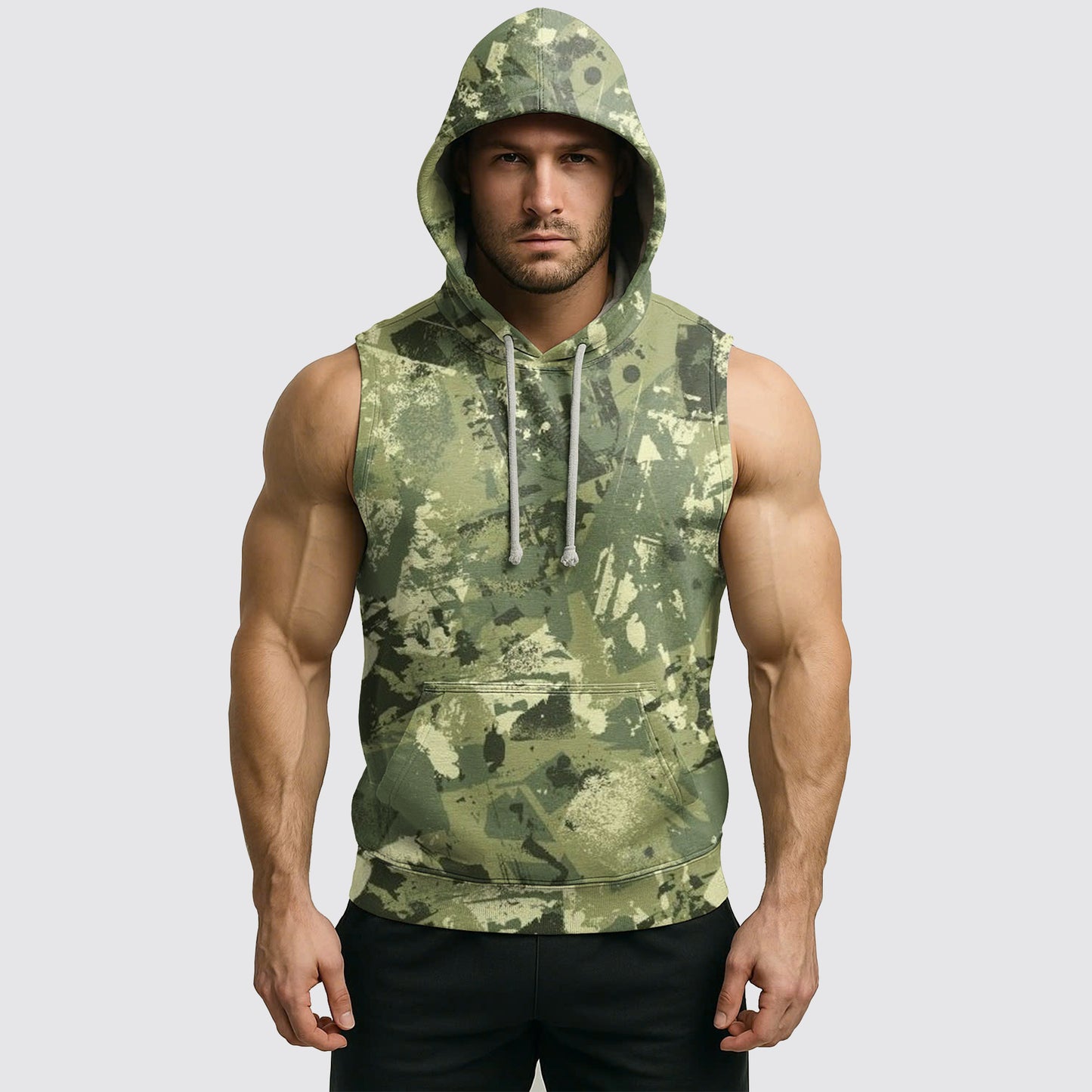 Men's Camo Sleeveless Hoodie- AA06584