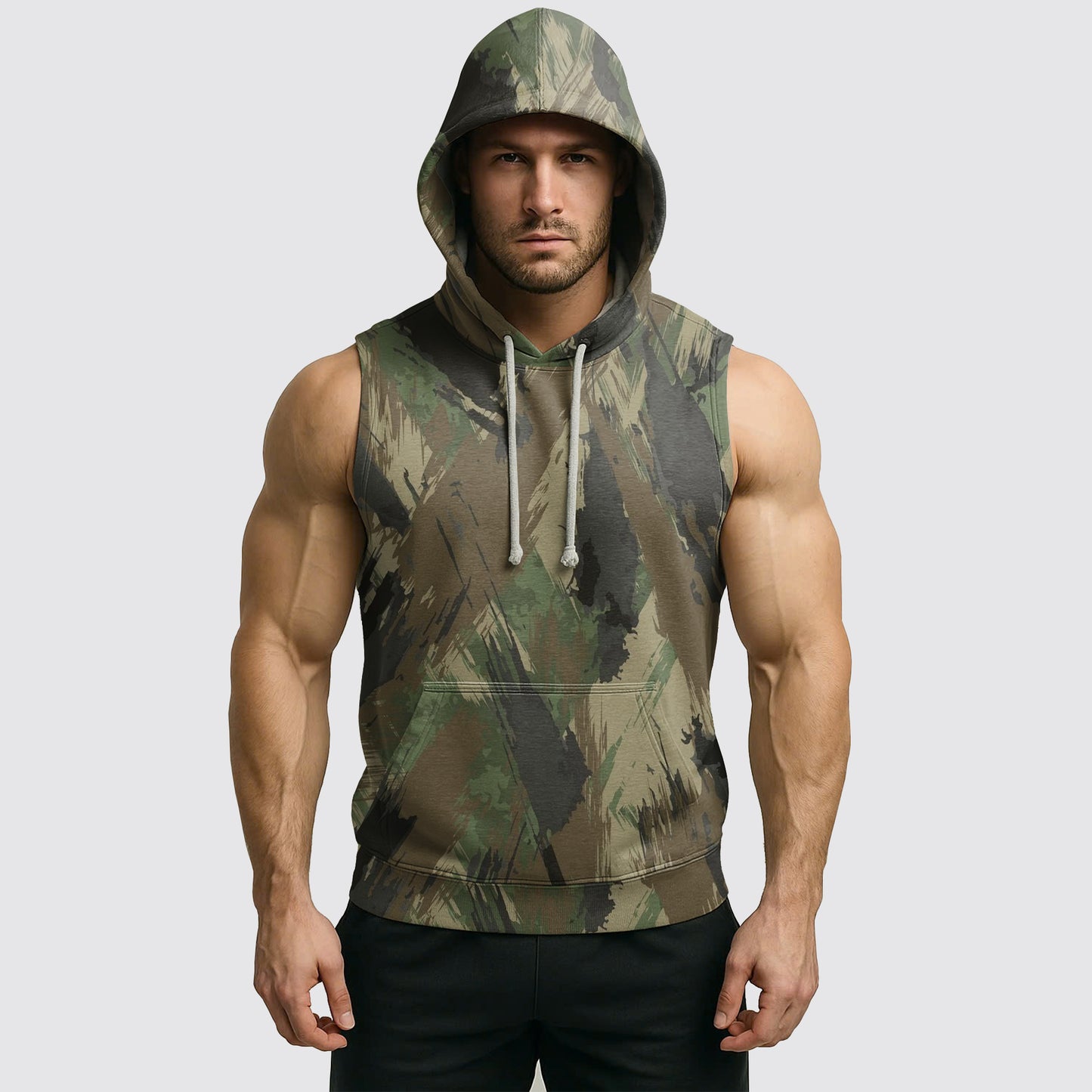 Men's Camo Sleeveless Hoodie- AA06586