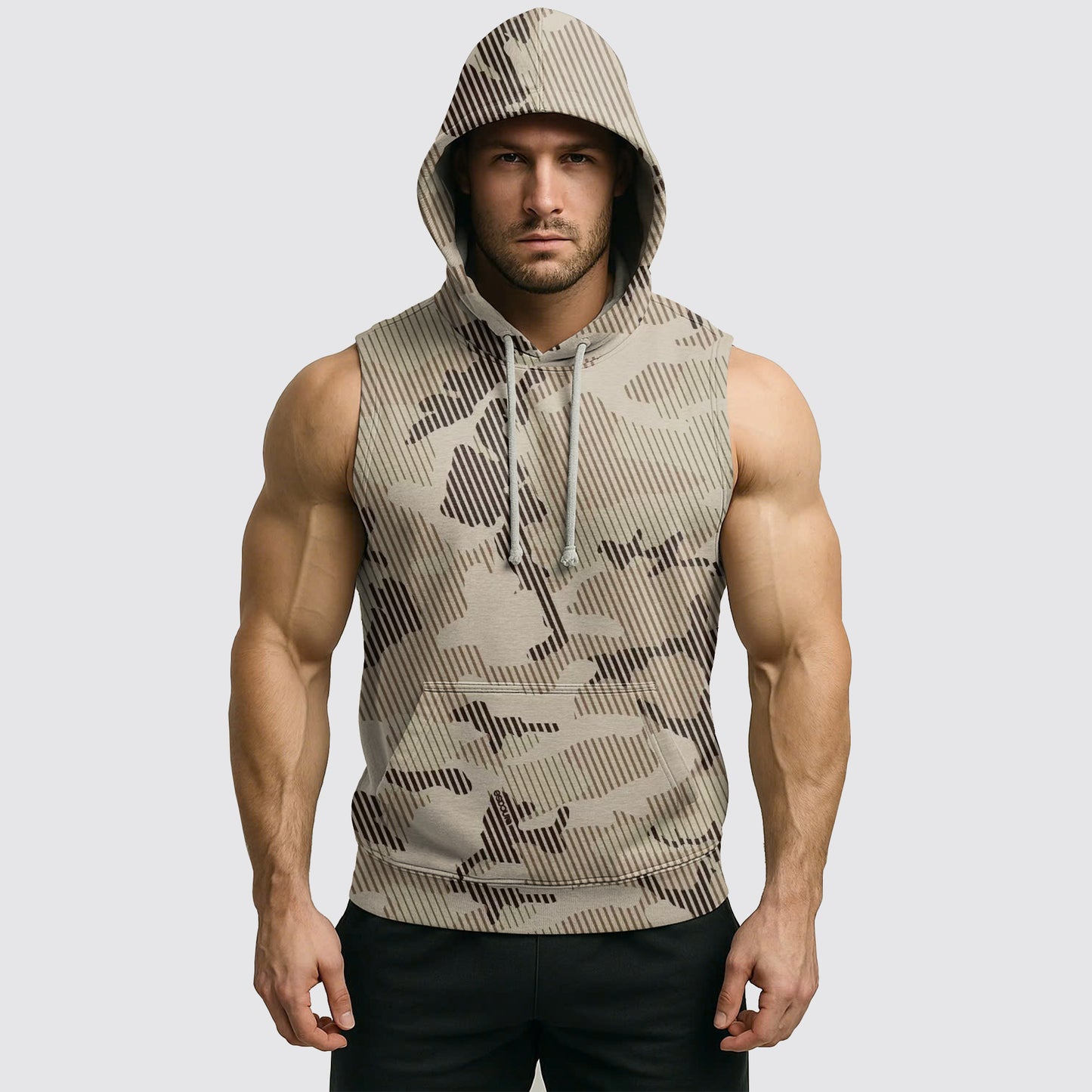 Men's Camo Sleeveless Hoodie- AA06589