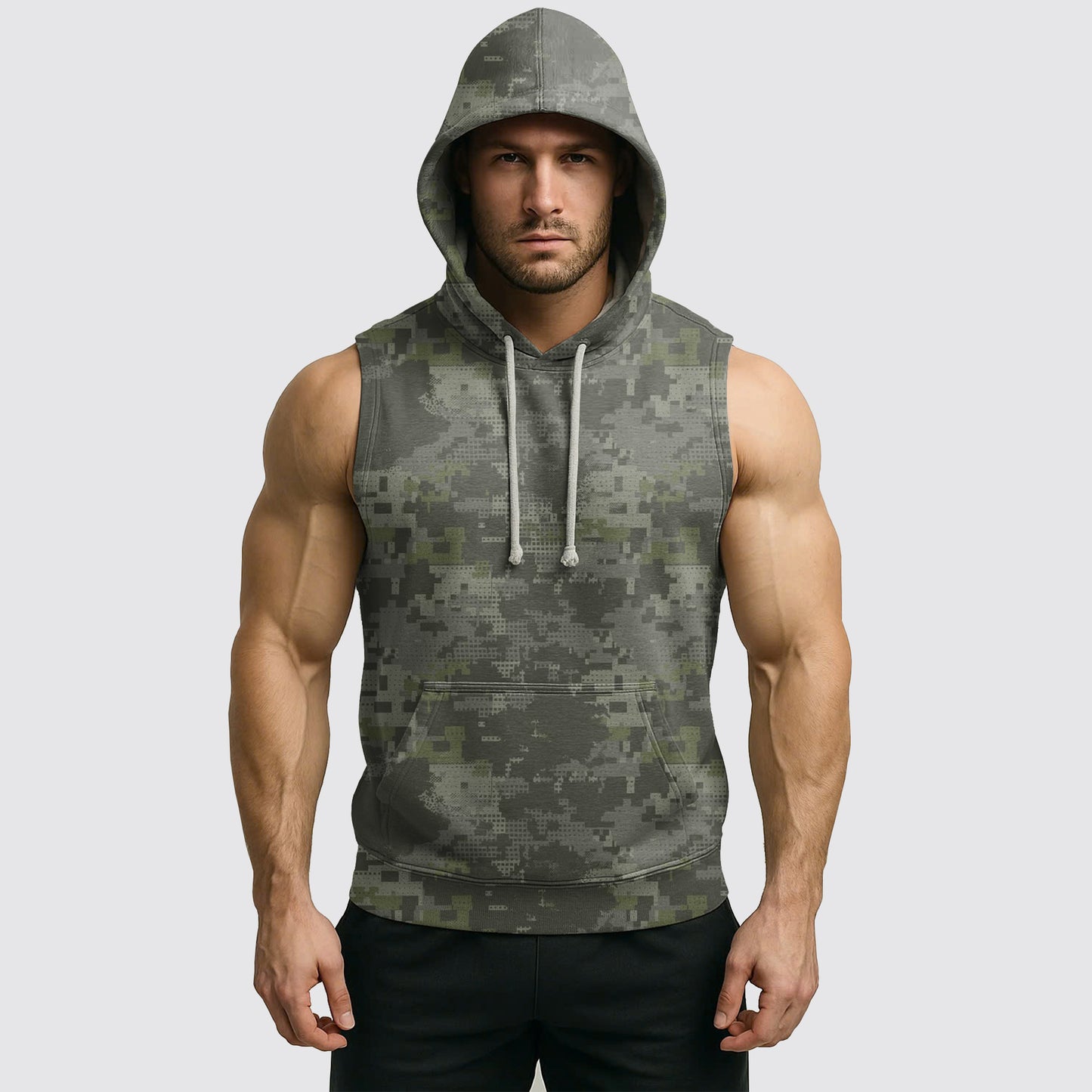 Men's Camo Sleeveless Hoodie- AA06590