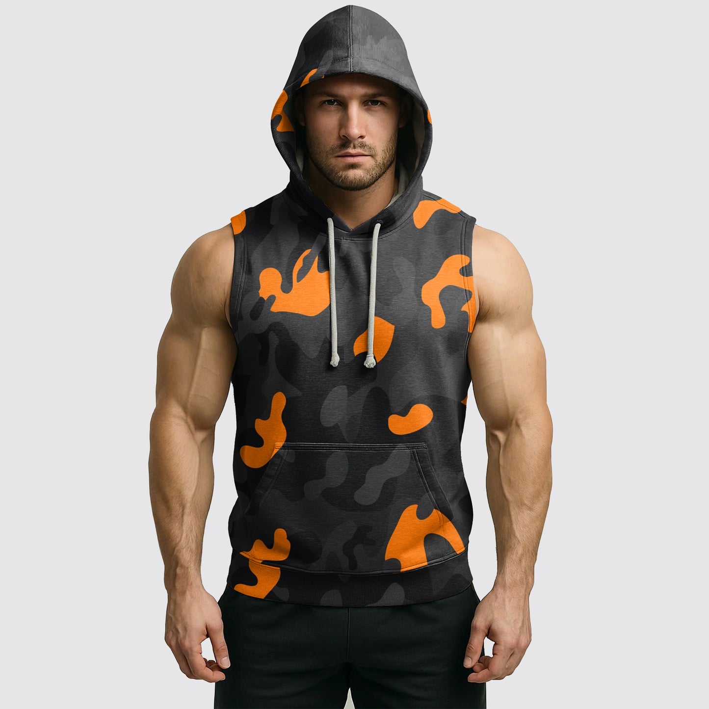 Men's Camo Sleeveless Hoodie- AA06606