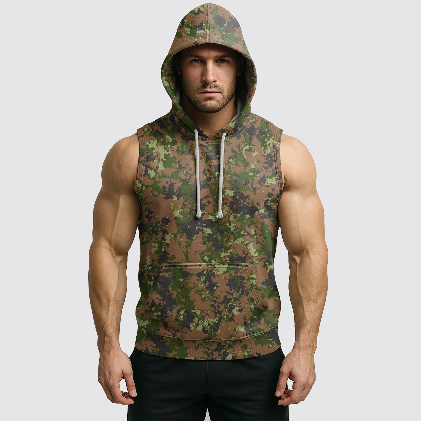 Men's Camo Sleeveless Hoodie- AA06608