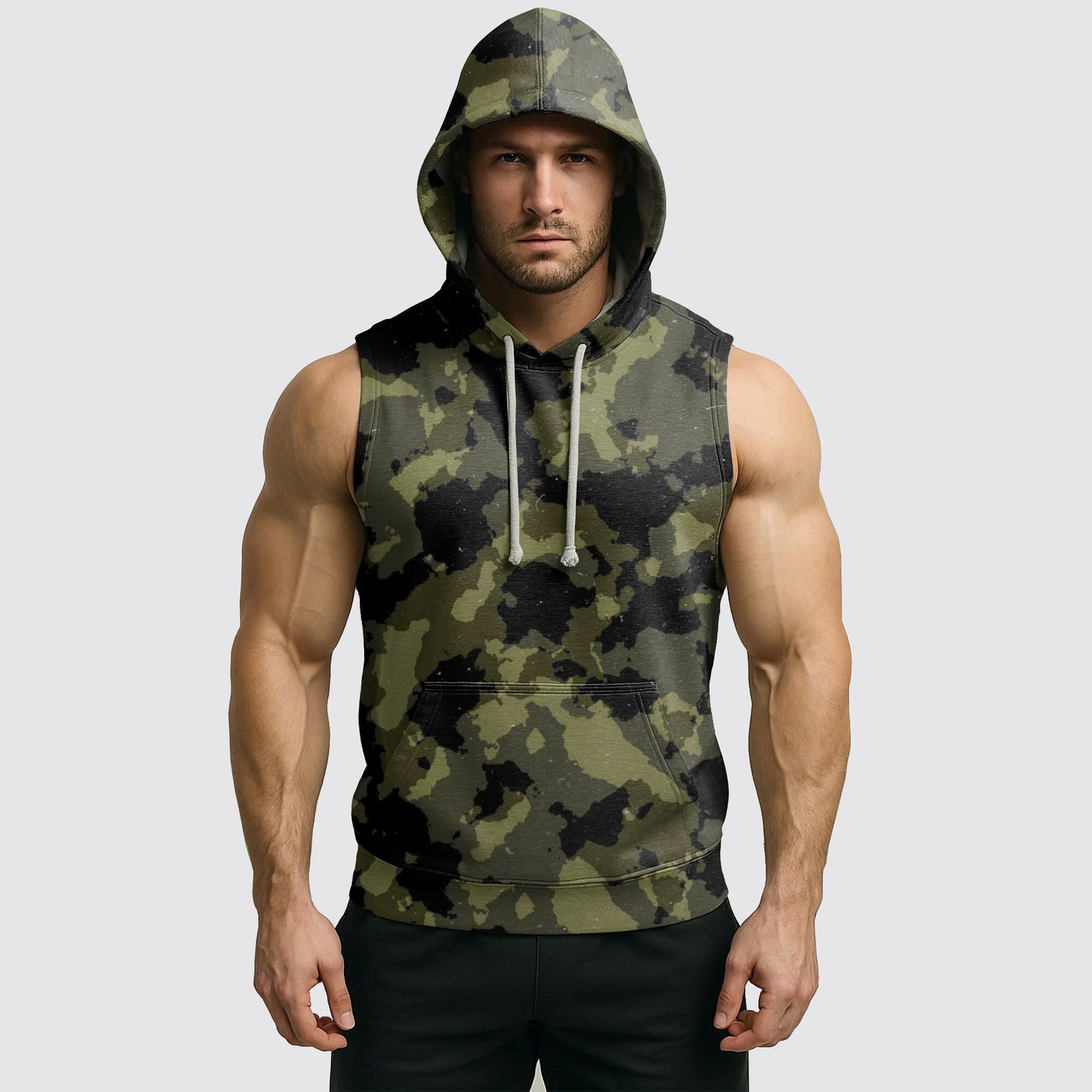 Men's Camo Sleeveless Hoodie- AA06611