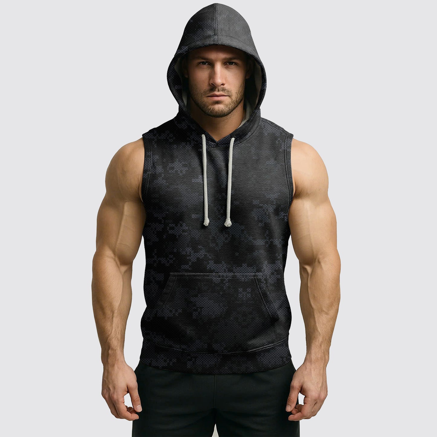 Men's Camo Sleeveless Hoodie- AA06614