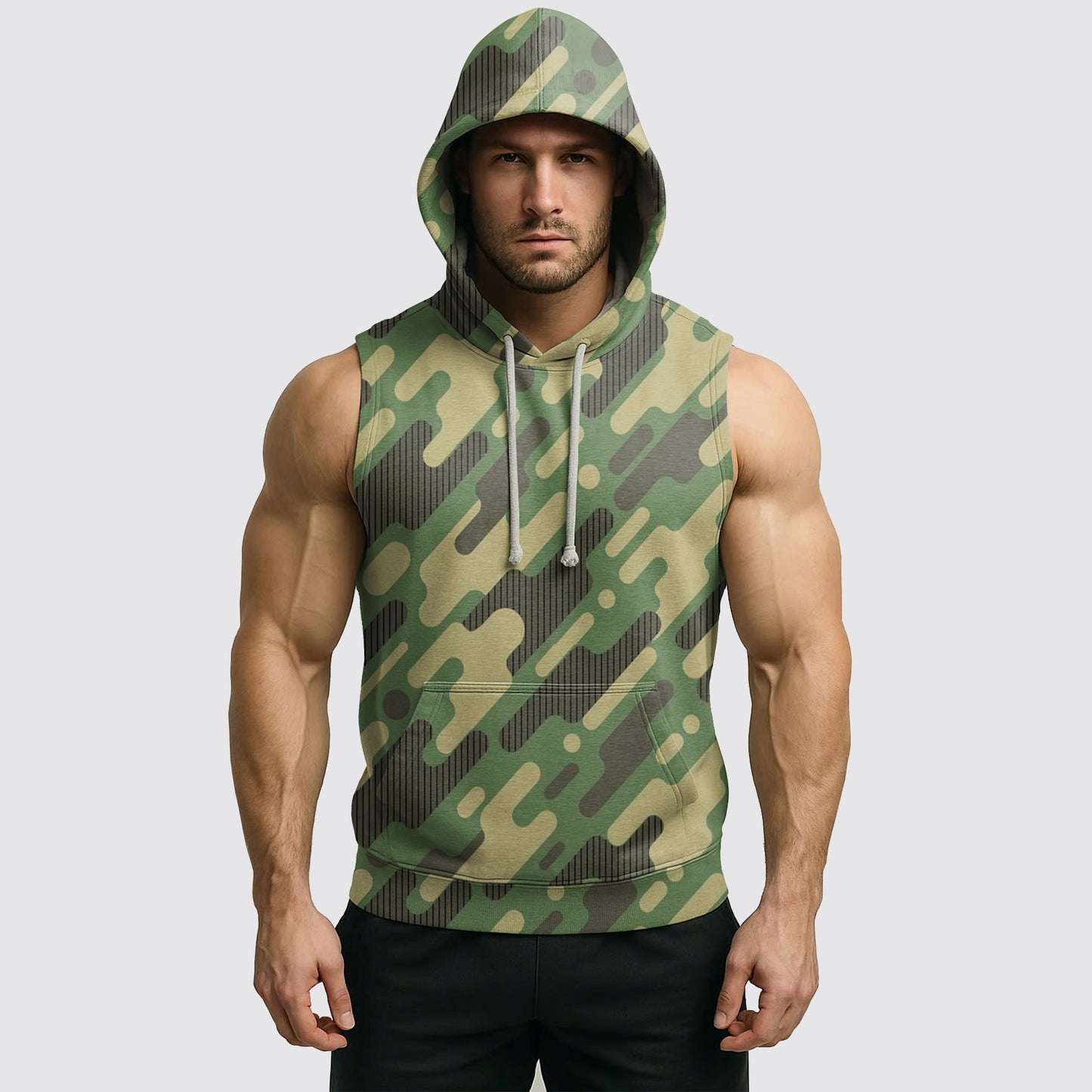 Men's Camo Sleeveless Hoodie- AA06615
