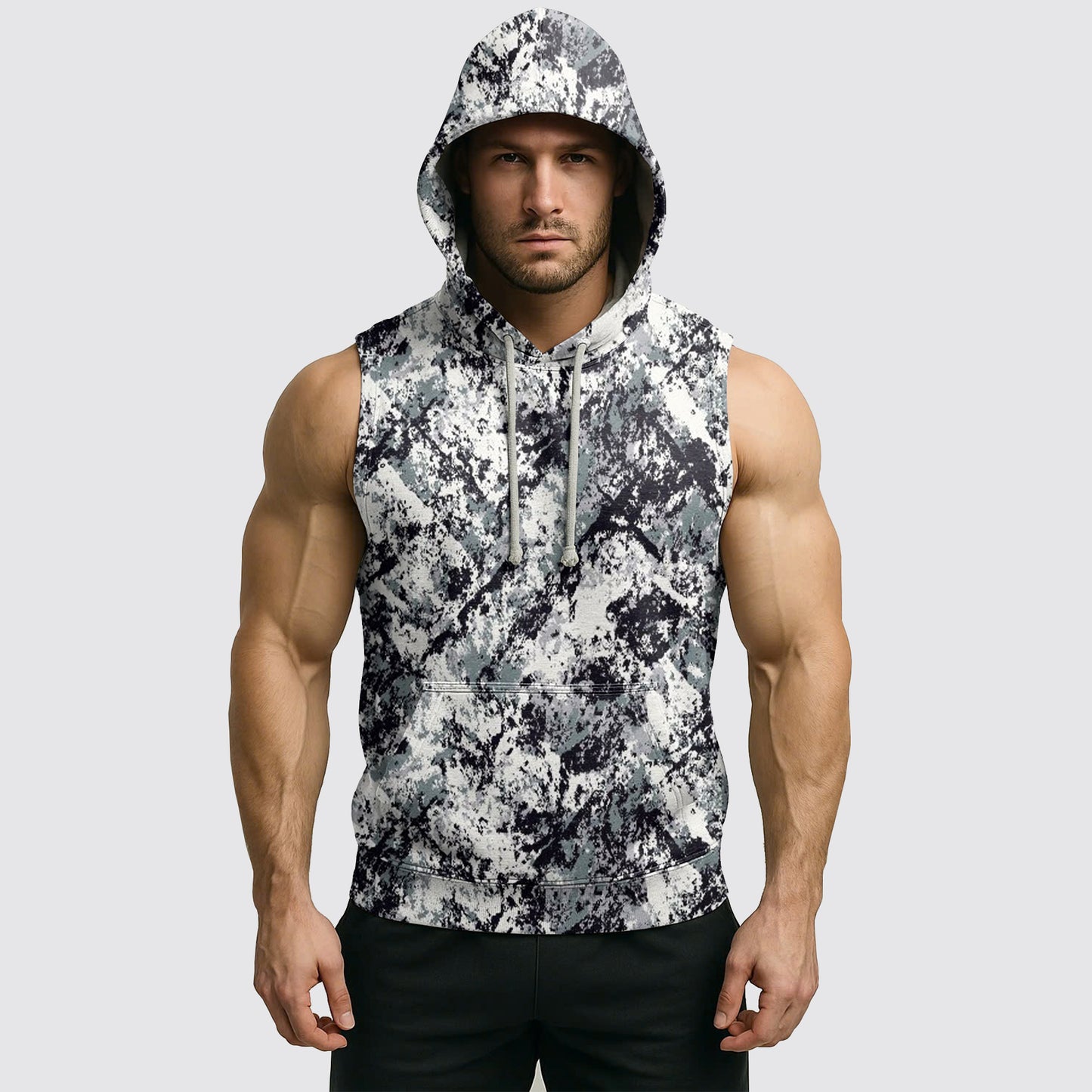 Men's Camo Sleeveless Hoodie- AA08269