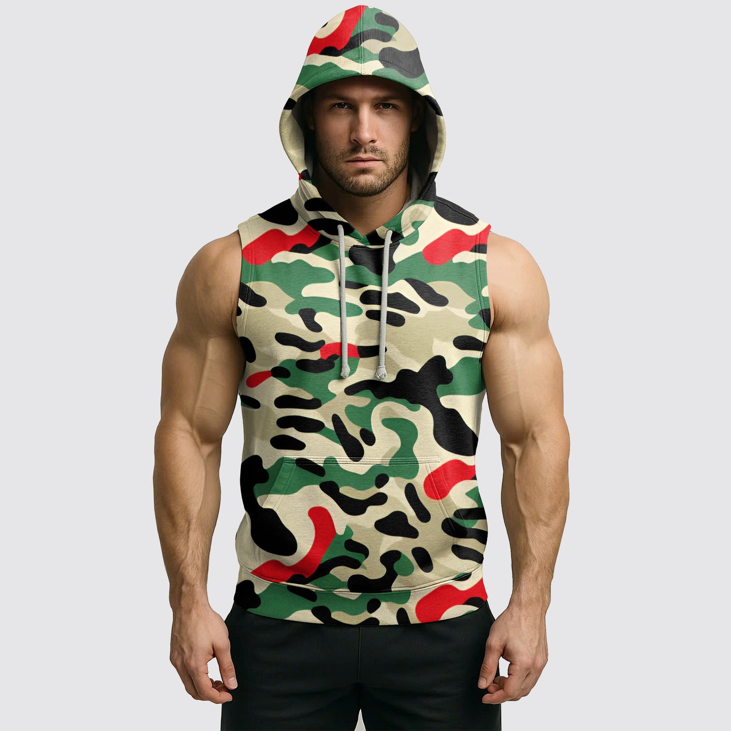 Men's Camo Sleeveless Hoodie- AA08282