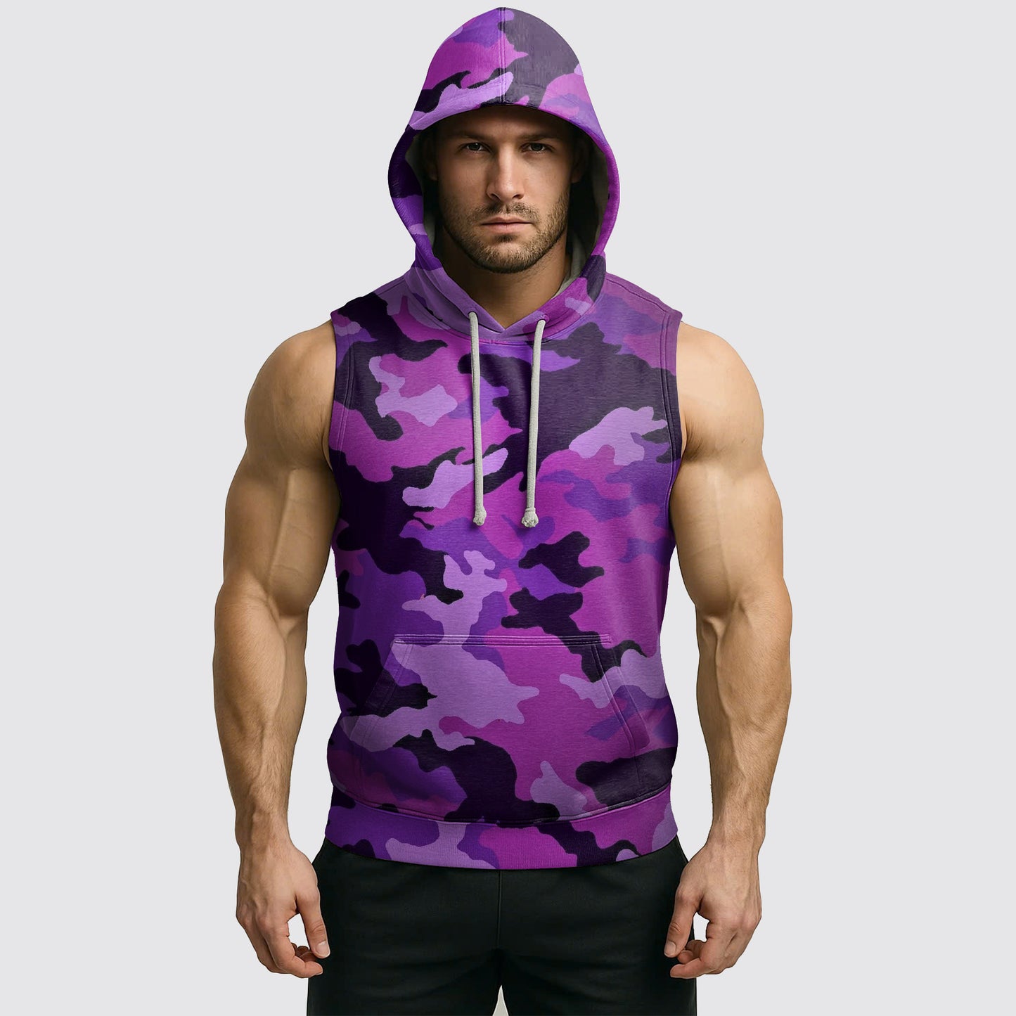Men's Camo Sleeveless Hoodie- AA08289