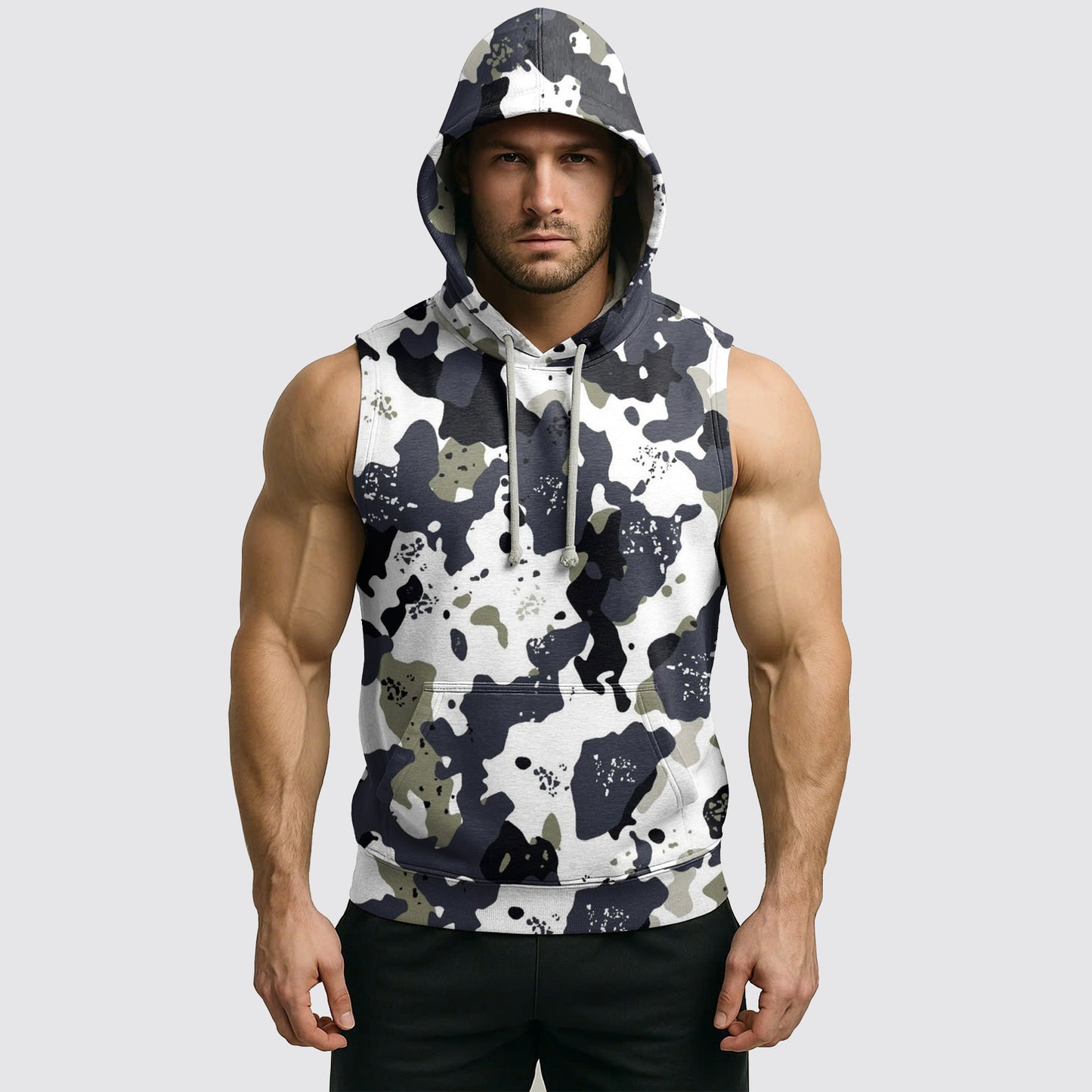 Men's Camo Sleeveless Hoodie- AA08291
