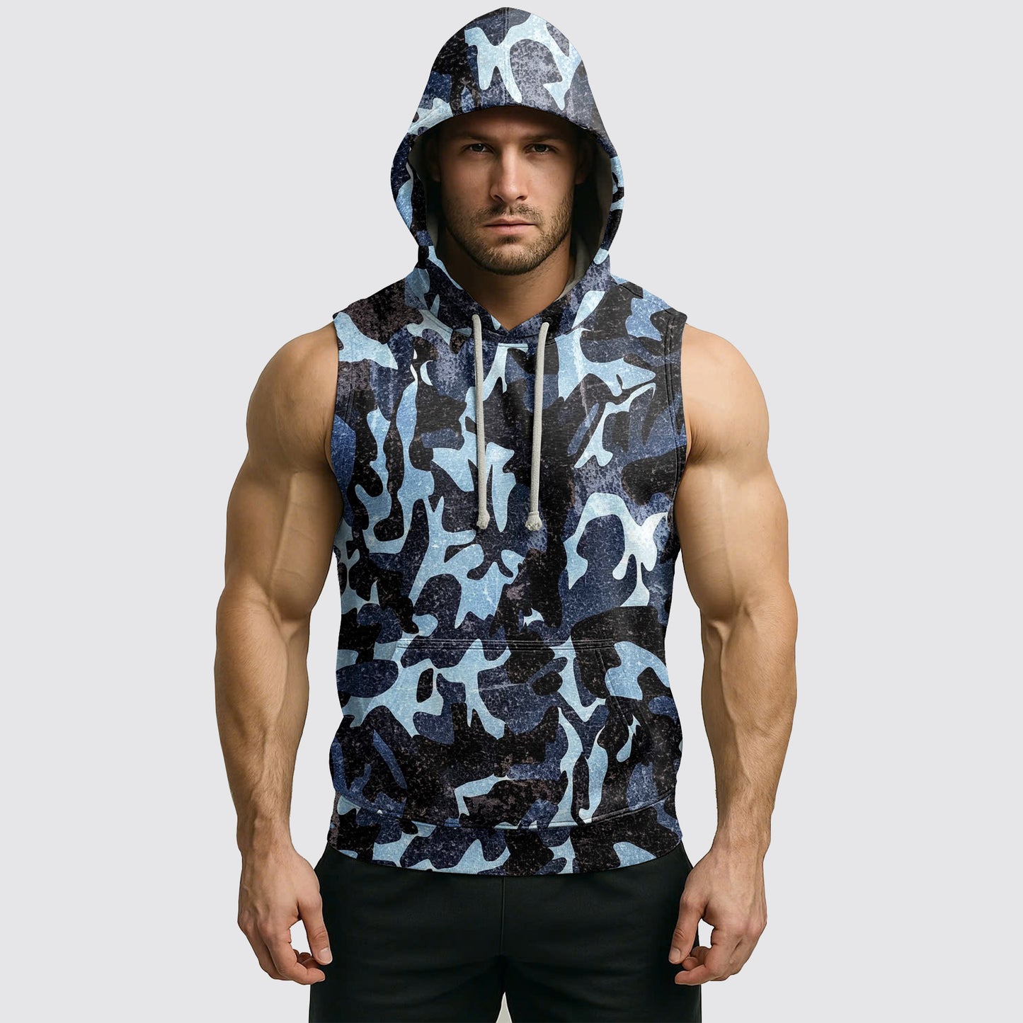 Men's Camo Sleeveless Hoodie- AA08292