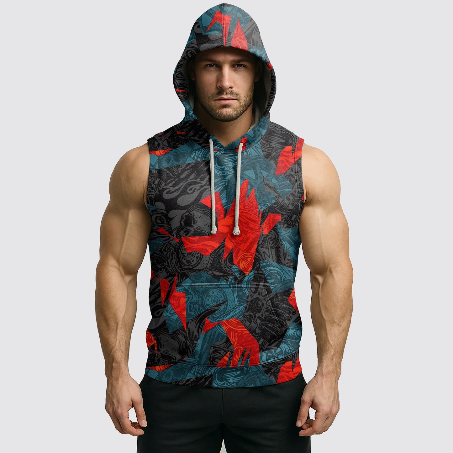Men's Camo Sleeveless Hoodie- AA08296