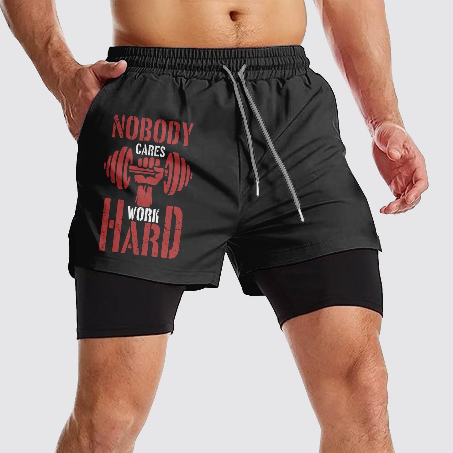 Double Layer Performance Shorts: Your Gym Training Essential!- AA01085