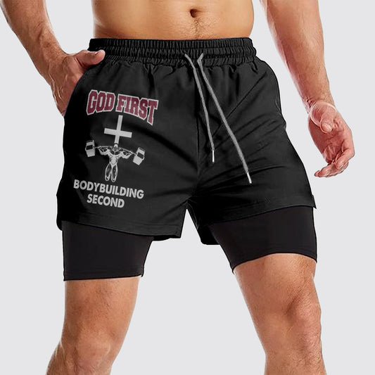 Double Layer Performance Shorts: Your Gym Training Essential!- AA01518