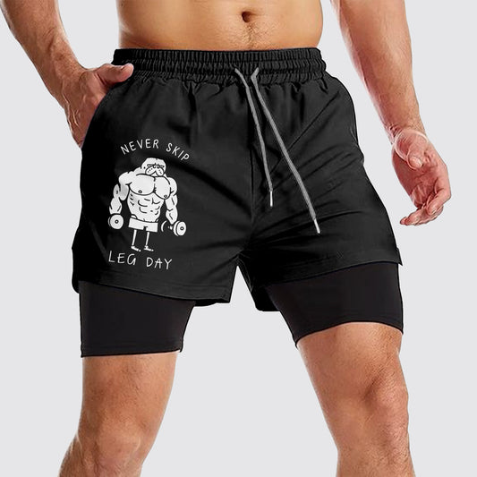 Double Layer Performance Shorts: Your Gym Training Essential!- AA02339