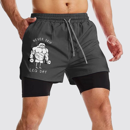 Double Layer Performance Shorts: Your Gym Training Essential!- AA02341