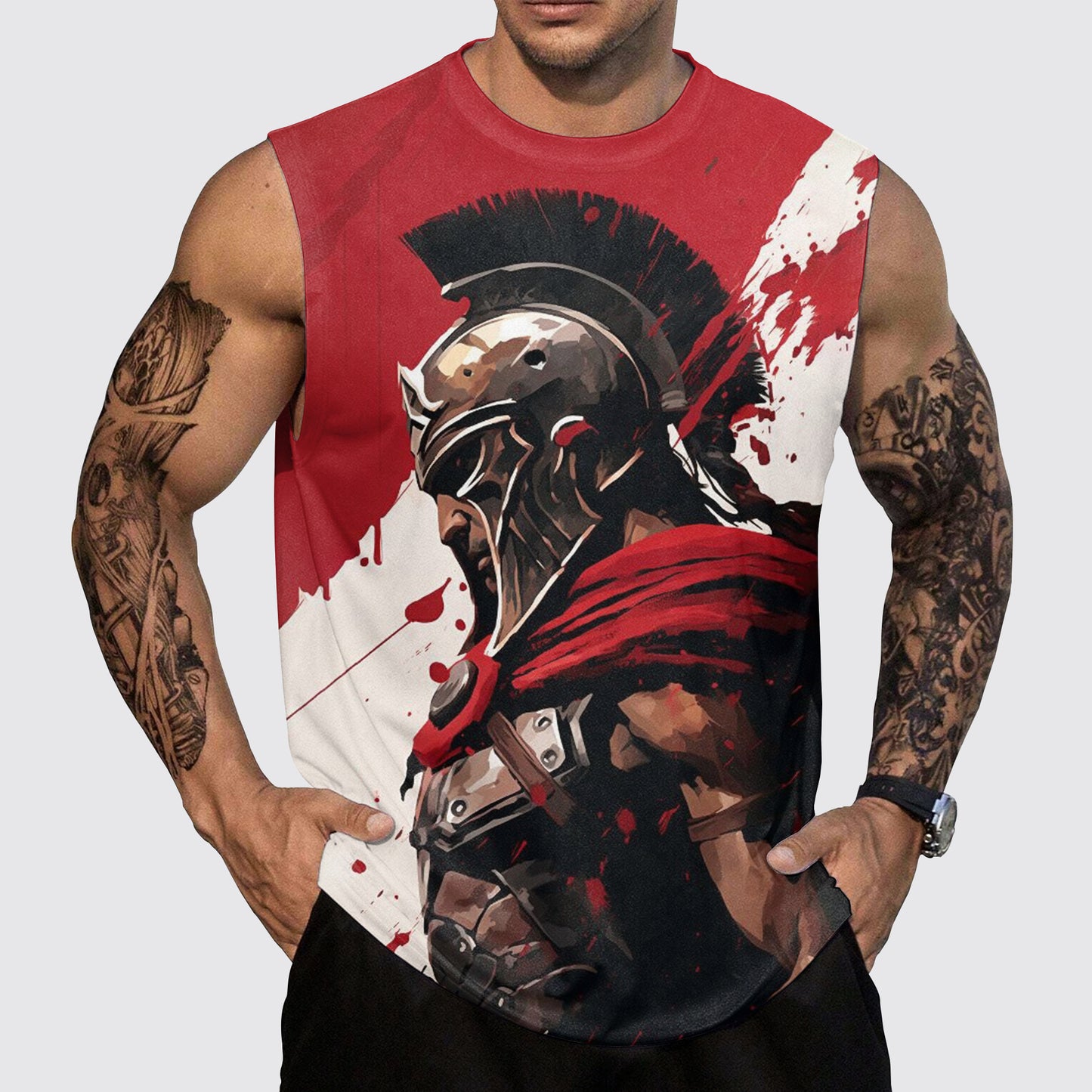 Warrior Spirit 3D Round Neck Tank Top- AA05446