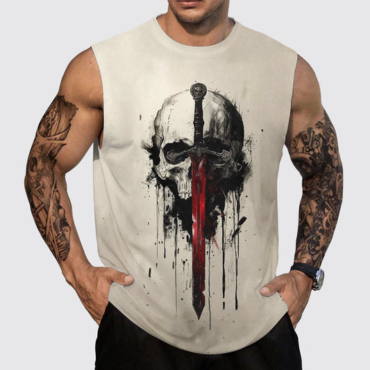 Skull 3D Round Neck Tank Top- AA05476