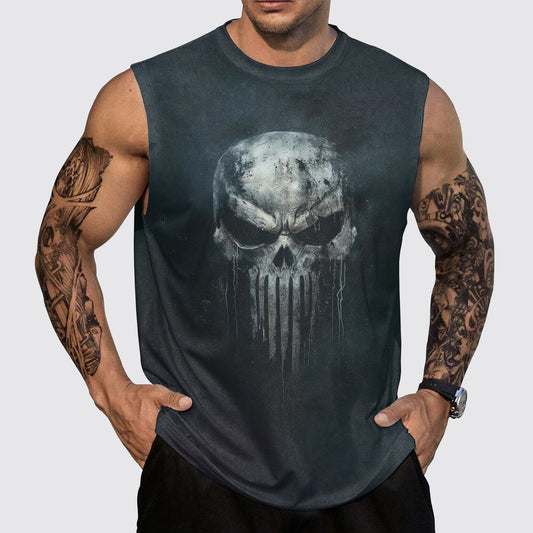 Skull 3D Round Neck Tank Top- AA05479