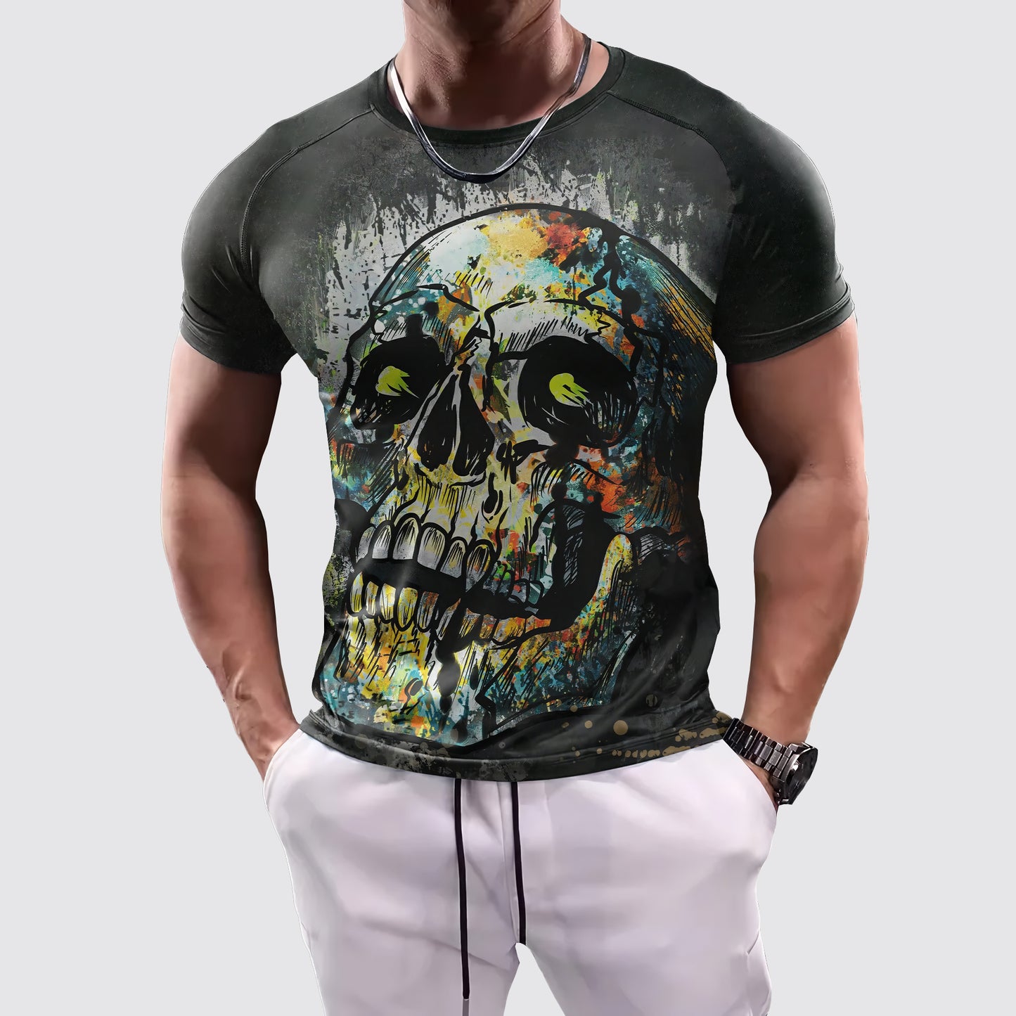 Skull 3D Tight-Fitting Tee- AA06024