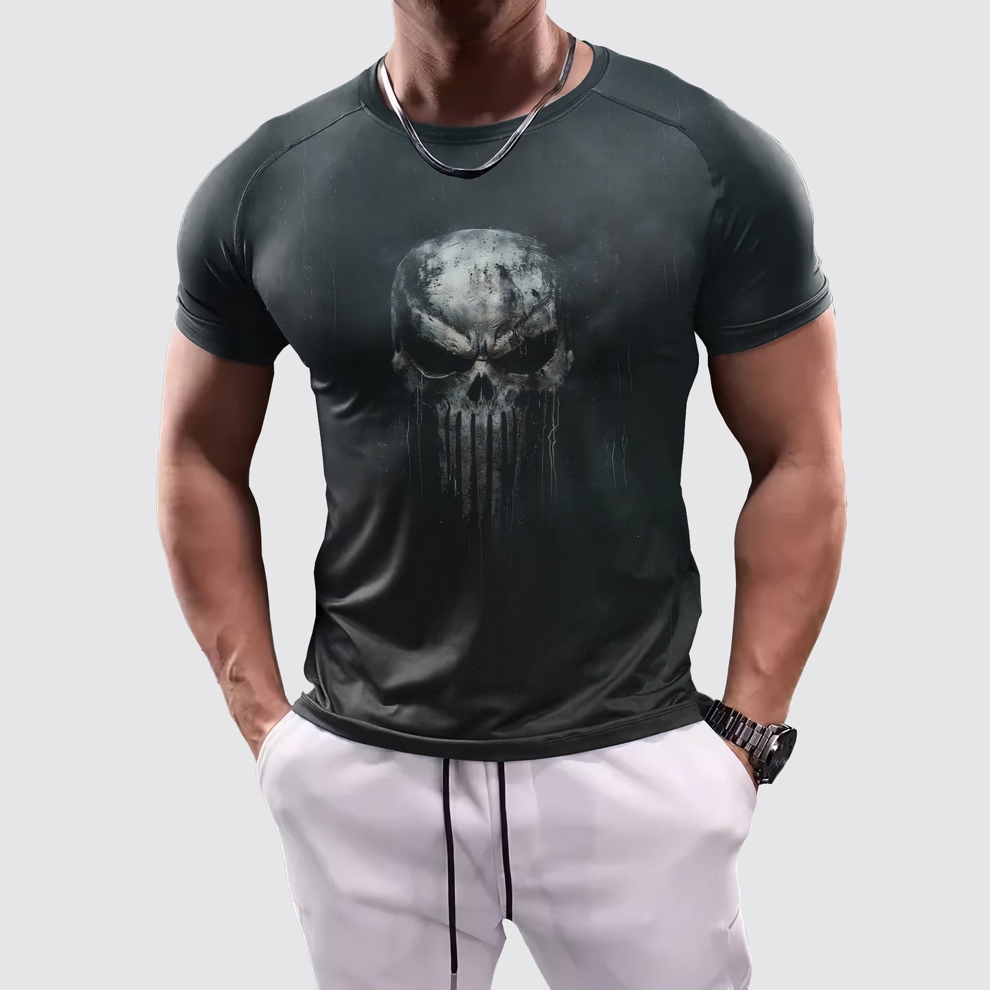 Skull 3D Tight-Fitting Tee- AA06033