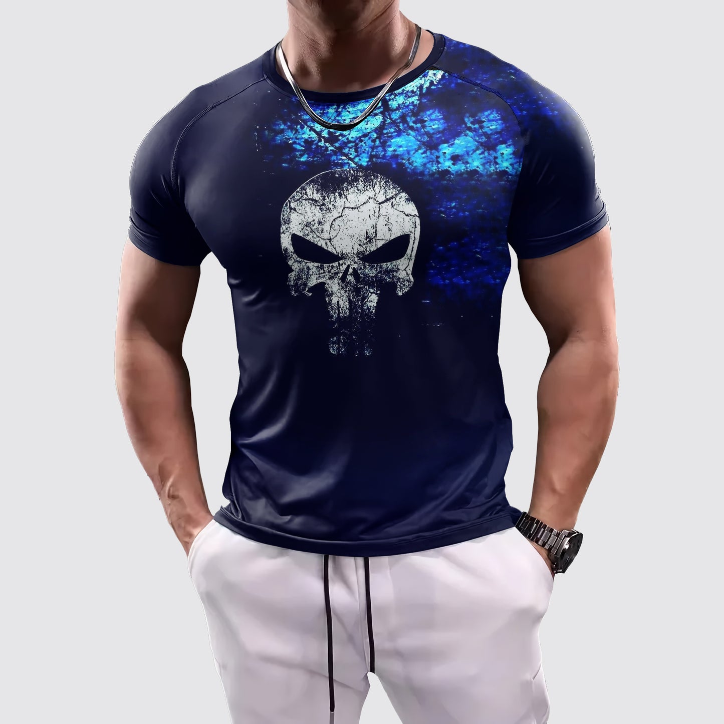 Skull 3D Tight-Fitting Tee- AA06039