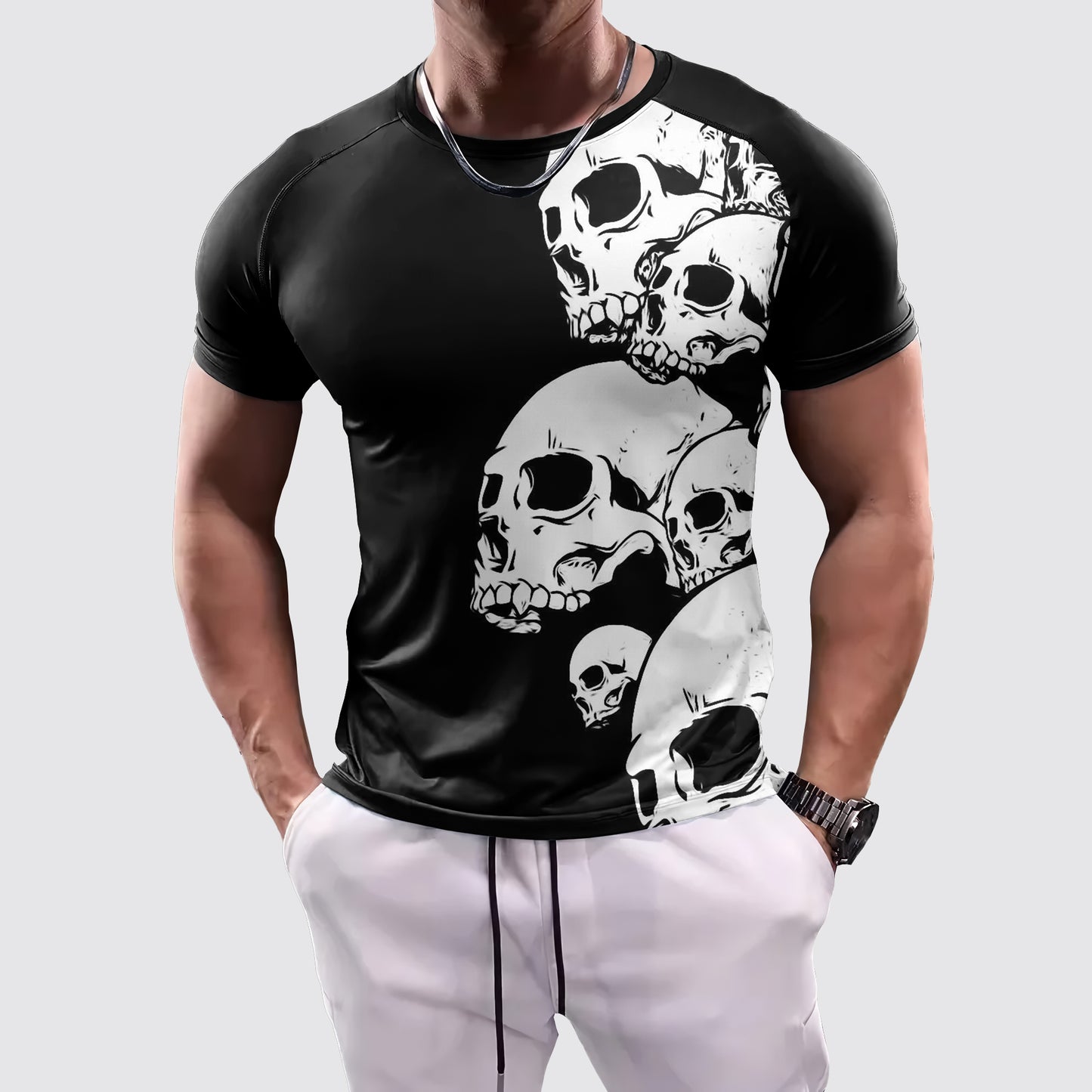 Skull 3D Tight-Fitting Tee- AA06051